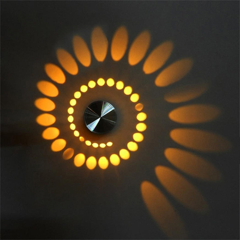 ELECTROPRIME 3W Modern Interior Creative Spiral Round Wall Lamp for Club, KTV, Corridor, Aisle, Background Wall Decoration Lamp Recessed In(White Light)