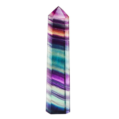 ELECTROPRIME Natural Rough Stone Hexagonal Crystal Column Colorful Fluorite Column Ornaments, Size:4.1-4.9 cm