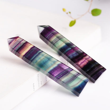 ELECTROPRIME Natural Rough Stone Hexagonal Crystal Column Colorful Fluorite Column Ornaments, Size:4.1-4.9 cm