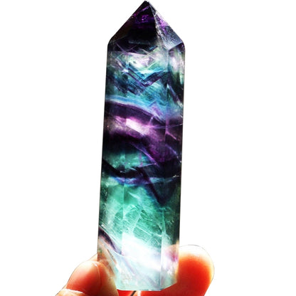 ELECTROPRIME Natural Rough Stone Hexagonal Crystal Column Colorful Fluorite Column Ornaments, Size:6.1-6.4 cm
