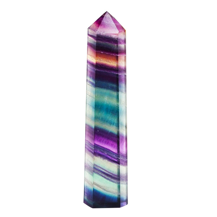 ELECTROPRIME Natural Rough Stone Hexagonal Crystal Column Colorful Fluorite Column Ornaments, Size:7.5-8 cm