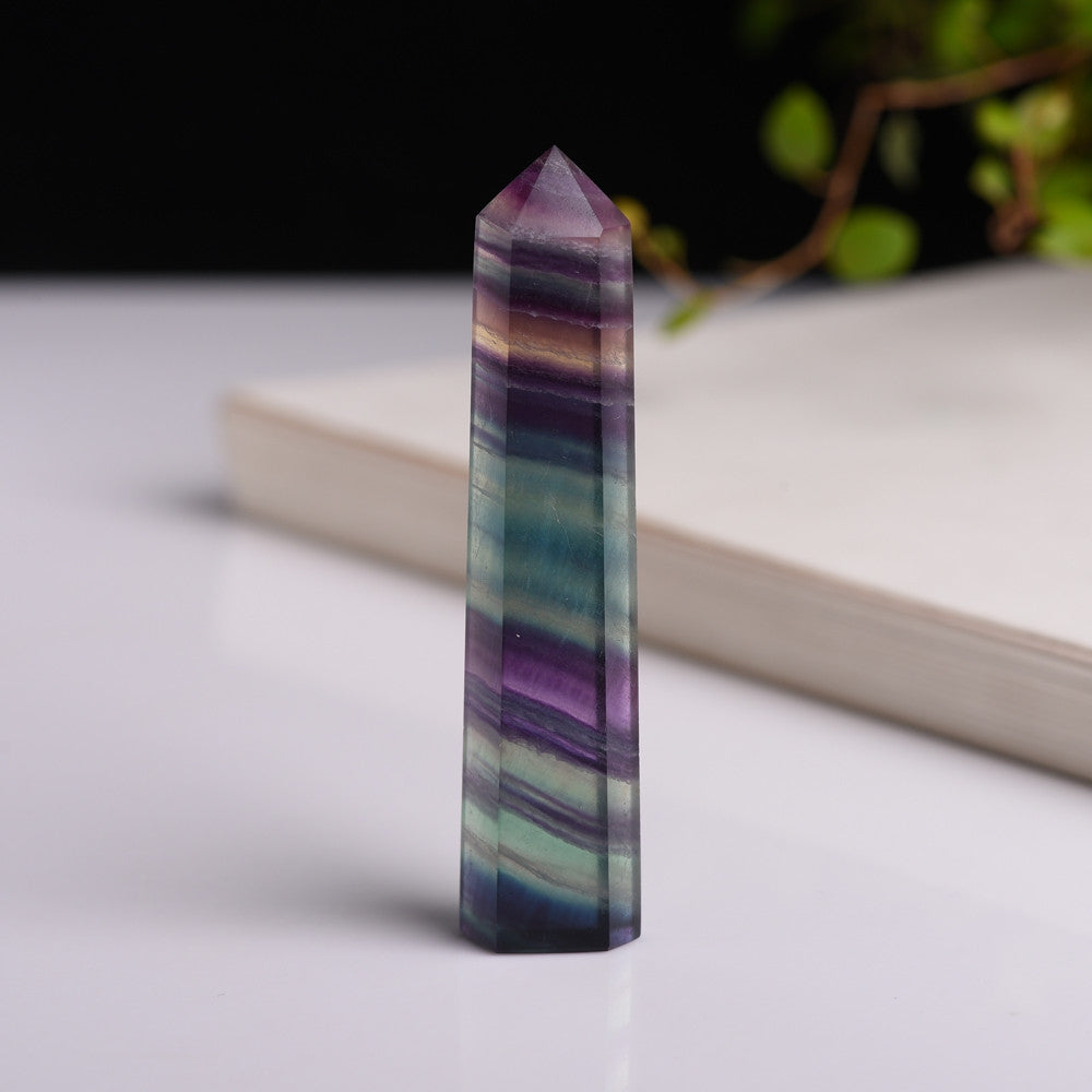 ELECTROPRIME Natural Rough Stone Hexagonal Crystal Column Colorful Fluorite Column Ornaments, Size:3 cm or So