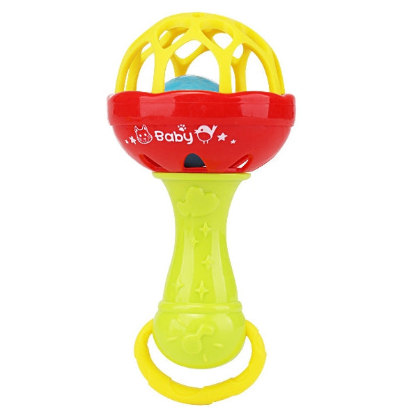 ELECTROPRIME Baby Rattles Toy Intelligence Grasping Gums Plastic Hand Bell Rattle Funny Educational Toy?Color Random Delivery