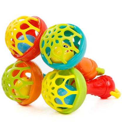 ELECTROPRIME Baby Rattles Toy Intelligence Grasping Gums Plastic Hand Bell Rattle Funny Educational Toy?Color Random Delivery