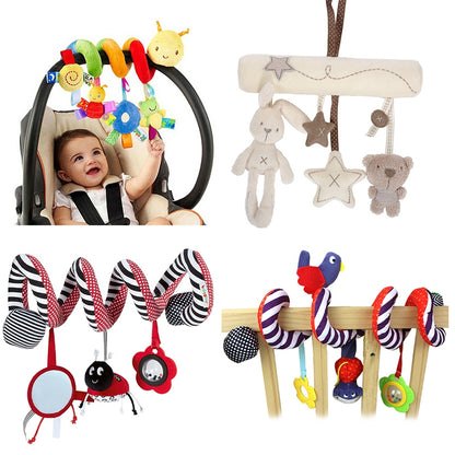 ELECTROPRIME Soft Infant Crib Bed Stroller Toy Spiral Baby Toys For Newborns Car Seat Educational Rattle Baby Towel Education Toys(white lamb)