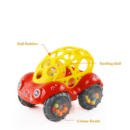 ELECTROPRIME Soft Plastic Toy Car Inertial Slide With Colorful Ball Anti-fall Children Toy Car Baby Car Doll(Green)