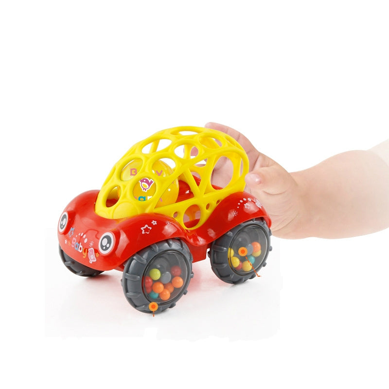 ELECTROPRIME Soft Plastic Toy Car Inertial Slide With Colorful Ball Anti-fall Children Toy Car Baby Car Doll(Red)