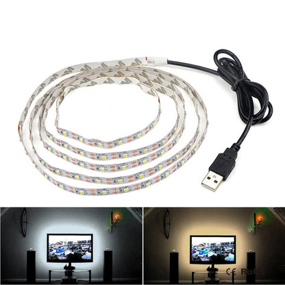 ELECTROPRIME USB Power SMD 3528 Epoxy LED Strip Light Christmas Desk Decor Lamp for TV Background Lighting, Length:50cm(White Light)