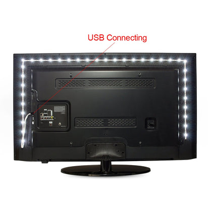 ELECTROPRIME USB Power SMD 3528 Epoxy LED Strip Light Christmas Desk Decor Lamp for TV Background Lighting, Length:50cm(White Light)