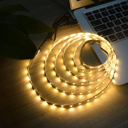 ELECTROPRIME USB Power SMD 3528 Epoxy LED Strip Light Christmas Desk Decor Lamp for TV Background Lighting, Length:1m(Warm White)