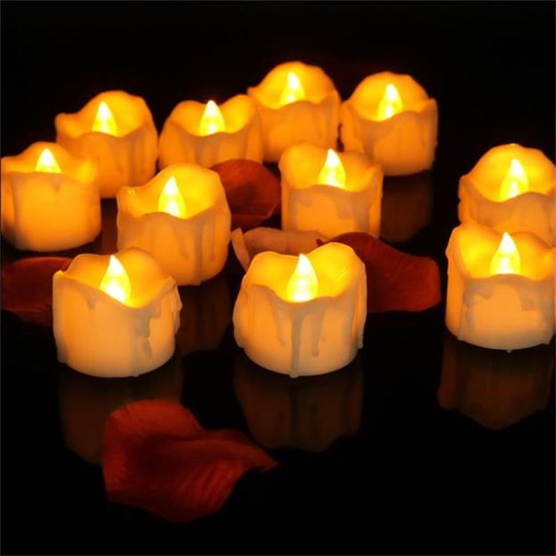 ELECTROPRIME 12 PCS/Box  LED Candle Electronic Tea Wax Simulation Tears Electronic Candle Light Wedding Decoration Candle Light(Yellow Flash)