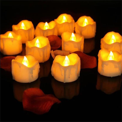 ELECTROPRIME 12 PCS/Box  LED Candle Electronic Tea Wax Simulation Tears Electronic Candle Light Wedding Decoration Candle Light(Yellow Flash)