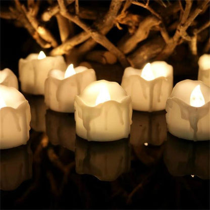 ELECTROPRIME 12 PCS/Box  LED Candle Electronic Tea Wax Simulation Tears Electronic Candle Light Wedding Decoration Candle Light(Warm White)