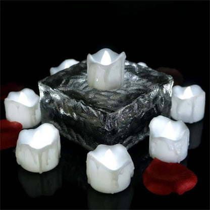 ELECTROPRIME 12 PCS/Box  LED Candle Electronic Tea Wax Simulation Tears Electronic Candle Light Wedding Decoration Candle Light(Cold White)