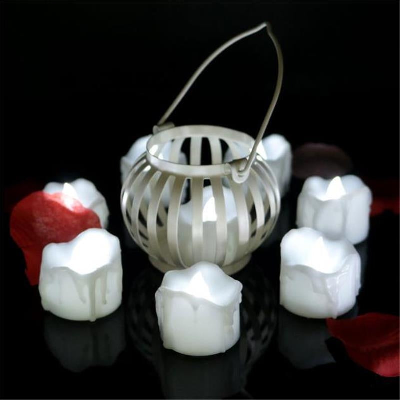 ELECTROPRIME 12 PCS/Box  LED Candle Electronic Tea Wax Simulation Tears Electronic Candle Light Wedding Decoration Candle Light(Cold White)