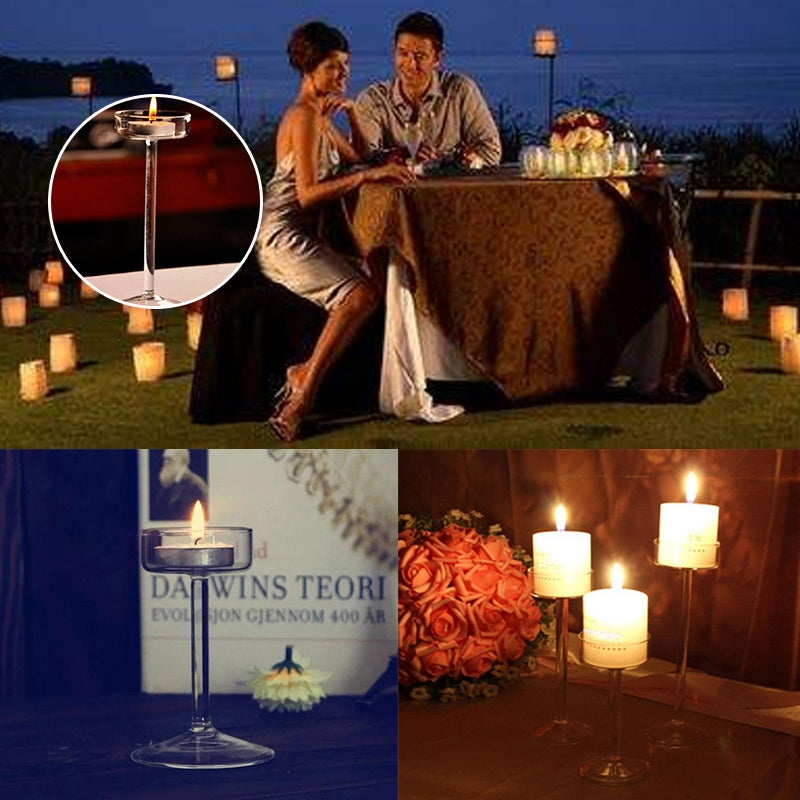 ELECTROPRIME Glass Candlestick Luxury High Candlestick Romantic Dinner Decoration, Size:16cm