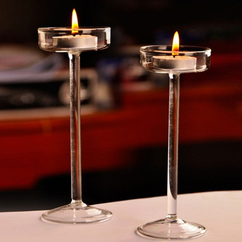 ELECTROPRIME Glass Candlestick Luxury High Candlestick Romantic Dinner Decoration, Size:18.5cm