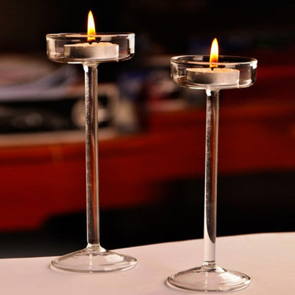 ELECTROPRIME Glass Candlestick Luxury High Candlestick Romantic Dinner Decoration, Size:18.5cm