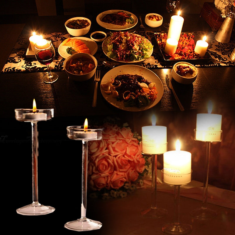 ELECTROPRIME Glass Candlestick Luxury High Candlestick Romantic Dinner Decoration, Size:18.5cm