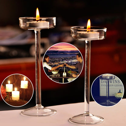 ELECTROPRIME Glass Candlestick Luxury High Candlestick Romantic Dinner Decoration, Size:18.5cm