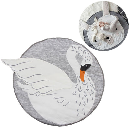 ELECTROPRIME Baby Infant Play Mats Kids Crawling Carpet Floor Rug Baby Bedding Rabbit Blanket Cotton Game Pad Children Room Decor(Swan)