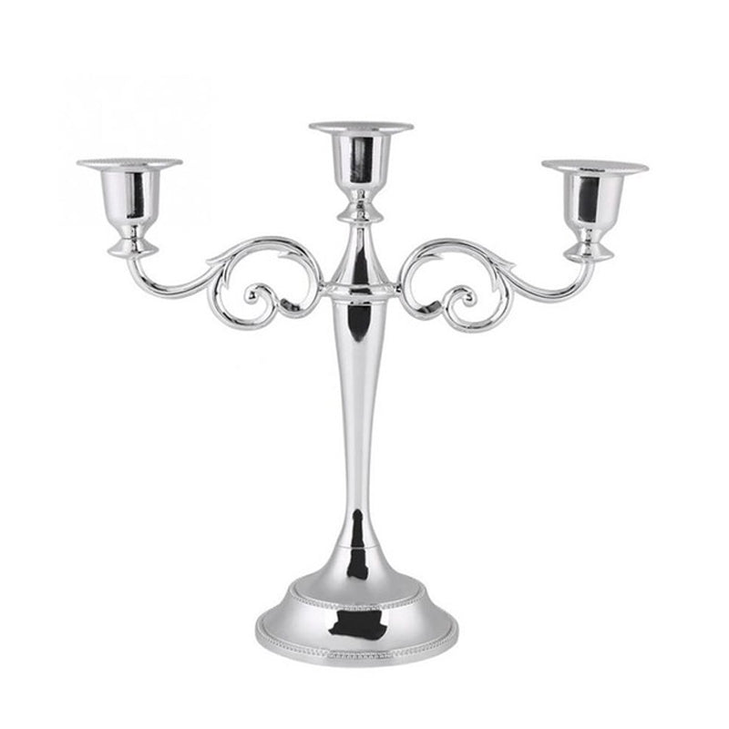 ELECTROPRIME Retro Candlestick Home Decoration Living Room Cafe Theme Restaurant Jewelry Candlelight Dinner Props Gifts, Style:Silver-3 Arms
