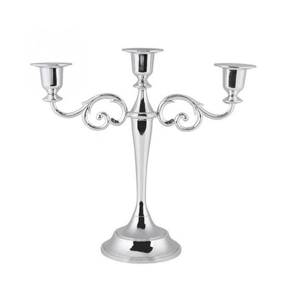 ELECTROPRIME Retro Candlestick Home Decoration Living Room Cafe Theme Restaurant Jewelry Candlelight Dinner Props Gifts, Style:Silver-3 Arms