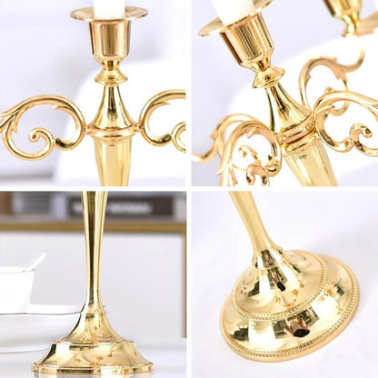 ELECTROPRIME Retro Candlestick Home Decoration Living Room Cafe Theme Restaurant Jewelry Candlelight Dinner Props Gifts, Style:Silver-3 Arms
