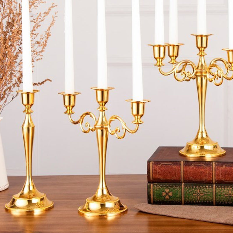 ELECTROPRIME Retro Candlestick Home Decoration Living Room Cafe Theme Restaurant Jewelry Candlelight Dinner Props Gifts, Style:Silver-3 Arms