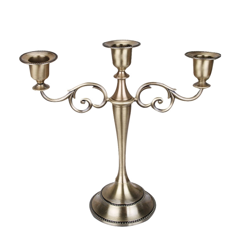 ELECTROPRIME Retro Candlestick Home Decoration Living Room Cafe Theme Restaurant Jewelry Candlelight Dinner Props Gifts, Style:Bronze-3 Arms