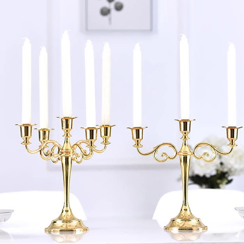 ELECTROPRIME Retro Candlestick Home Decoration Living Room Cafe Theme Restaurant Jewelry Candlelight Dinner Props Gifts, Style:Bronze-3 Arms