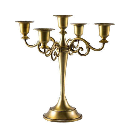 ELECTROPRIME Retro Candlestick Home Decoration Living Room Cafe Theme Restaurant Jewelry Candlelight Dinner Props Gifts, Style:Bronze-5 Arms