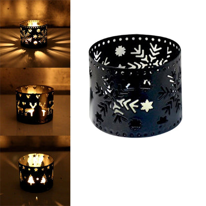 ELECTROPRIME Christmas Hollow Iron Candlestick Creative Holiday Atmosphere Decorations Crafts Ornaments, Random Style Delivery
