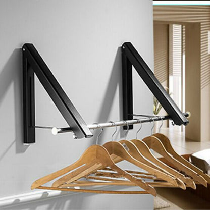 ELECTROPRIME Multifunctional Space Aluminum Invisible Drying Rack, Size:Double Black + 80cm Crossbar