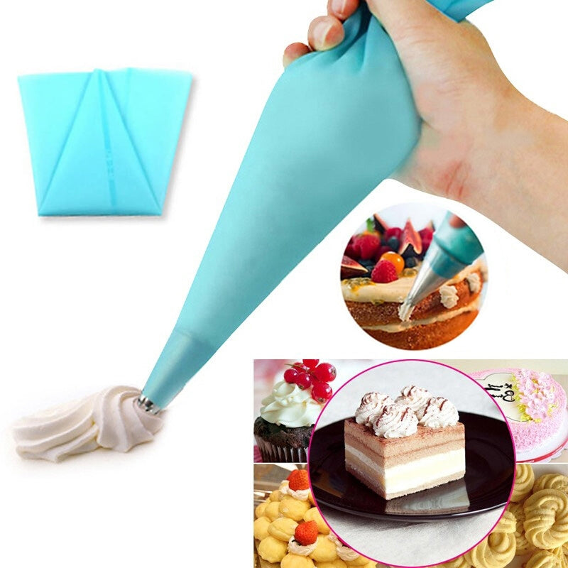 ELECTROPRIME 8 PCS/Set 6 Stainless Steel Nozzle Set DIY Cake Decorating Tools Silicone with EVA Cream Pastry Bag