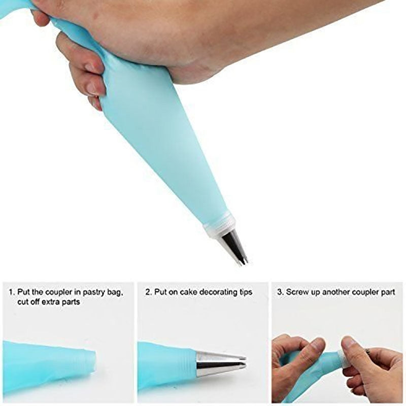 ELECTROPRIME 8 PCS/Set 6 Stainless Steel Nozzle Set DIY Cake Decorating Tools Silicone with EVA Cream Pastry Bag