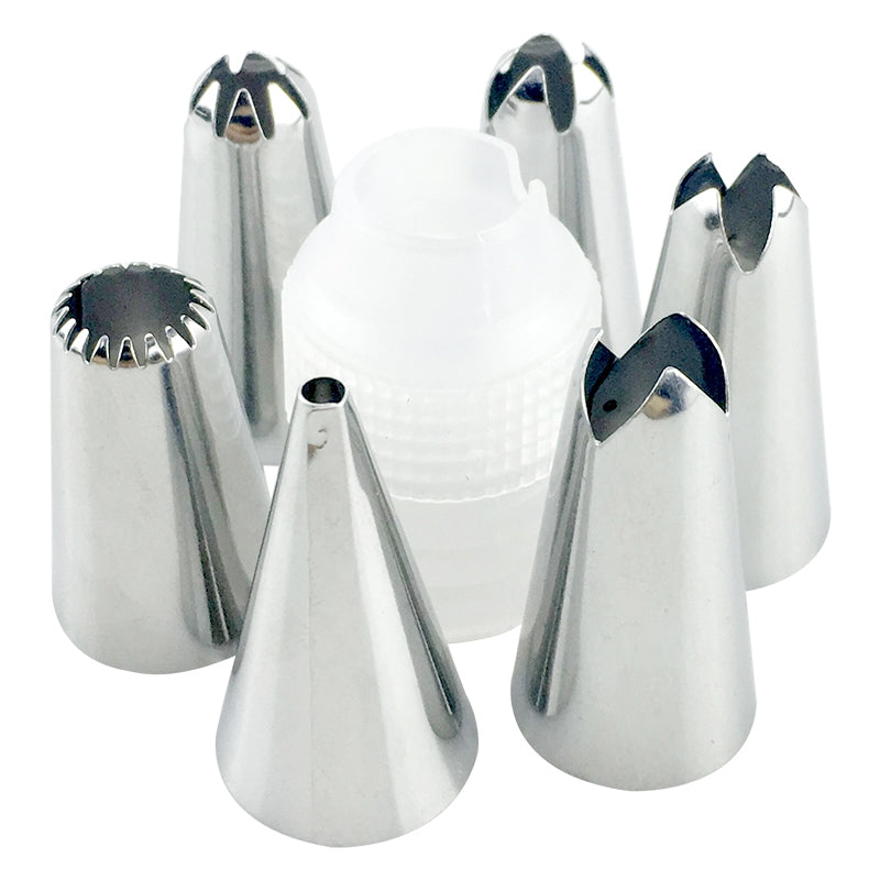 ELECTROPRIME 8 PCS/Set 6 Stainless Steel Nozzle Set DIY Cake Decorating Tools Silicone with EVA Cream Pastry Bag