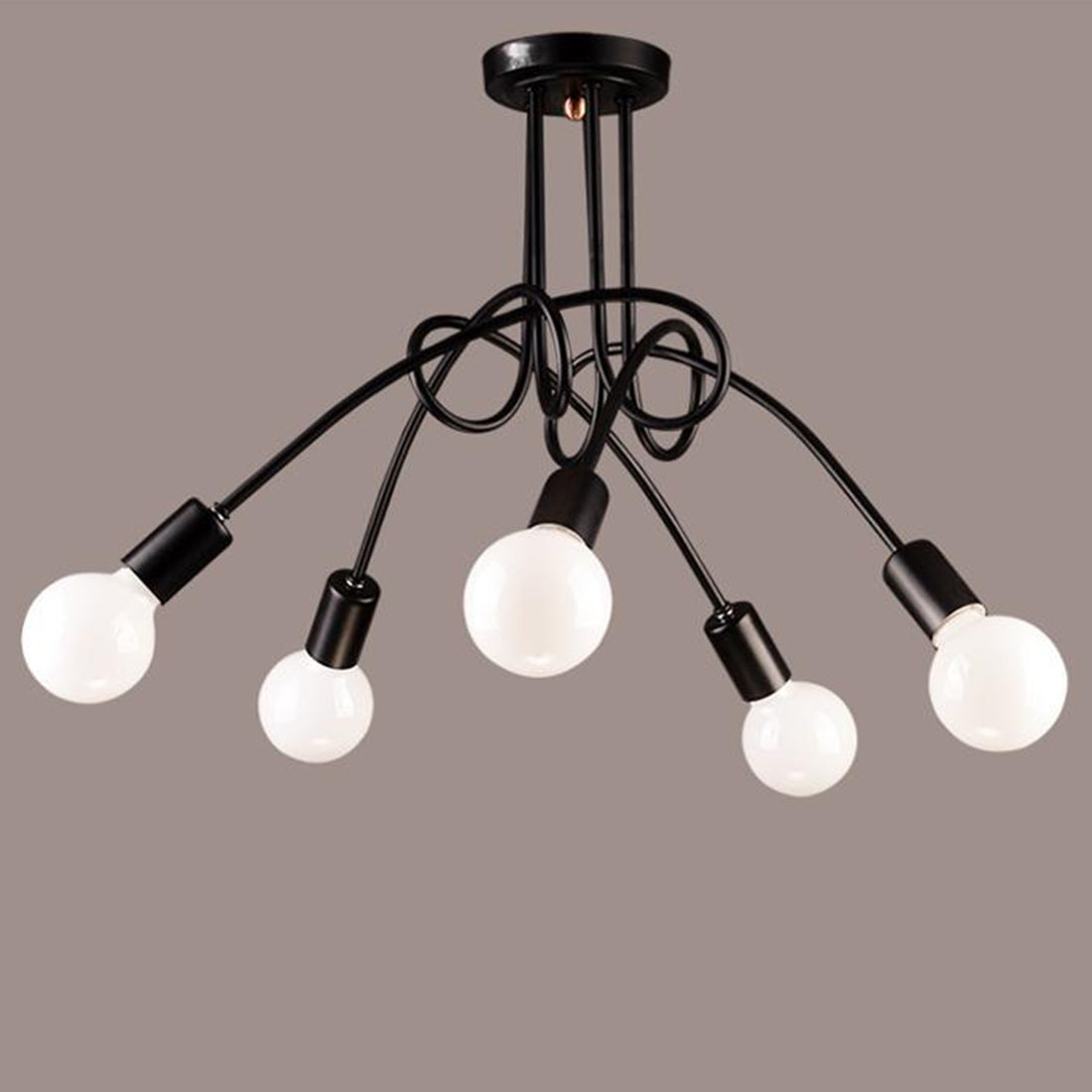 ELECTROPRIME Five-headed Simple Creative Cafe Room Dining Room Bedroom Living Room Wrought Iron Pendant Lamp Ceiling Light with Milky White Dragon Ball Bubble LED