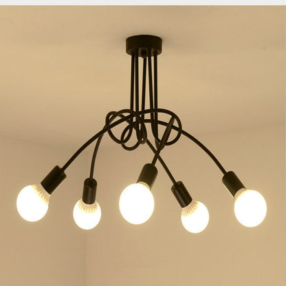 ELECTROPRIME Five-headed Simple Creative Cafe Room Dining Room Bedroom Living Room Wrought Iron Pendant Lamp Ceiling Light with Milky White Dragon Ball Bubble LED