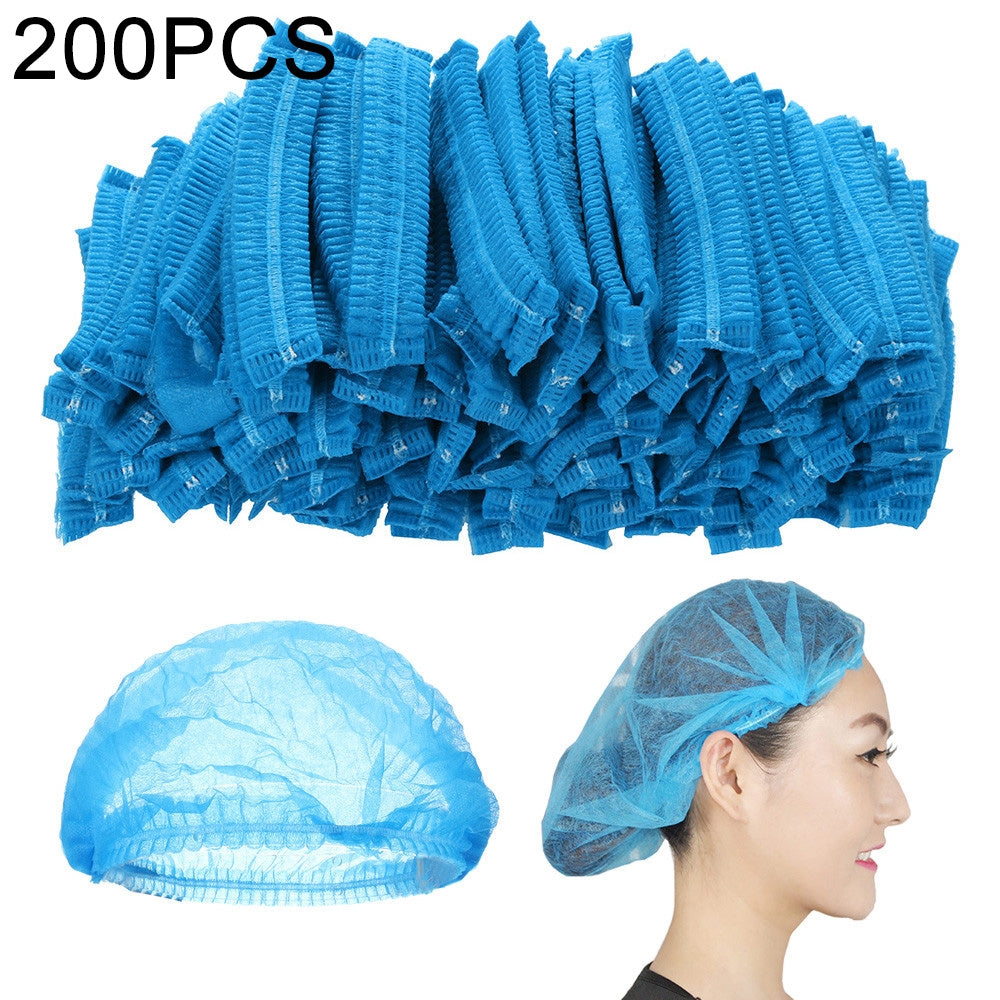ELECTROPRIME 200 PCS Non-woven Disposable Pleated Anti Dust Hat Bath Caps For Spa Hair Salon Beauty(Blue)