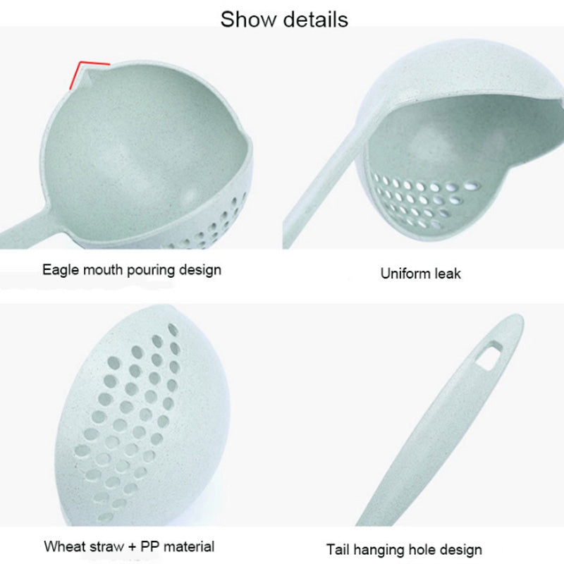 ELECTROPRIME Wheat Straw Dual-use Soup Spoon Colander Environmental Tableware
