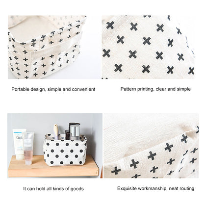 ELECTROPRIME 2 PCS Canvas Desktop Storage Basket Sundries Storage Box with Handle(Cross)