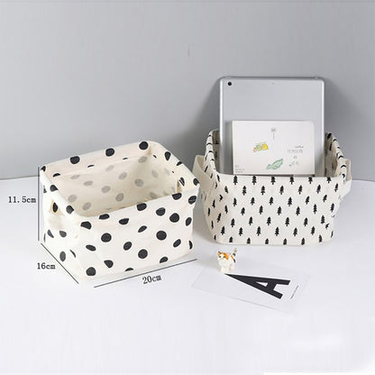 ELECTROPRIME 2 PCS Canvas Desktop Storage Basket Sundries Storage Box with Handle(Cross)