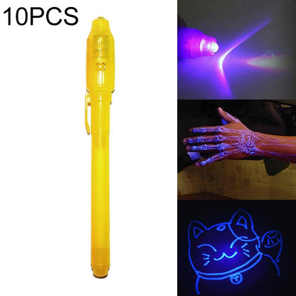 ELECTROPRIME 10 PCS Creative Magic UV Light Invisible Ink Pen Marker Pen(Yellow)