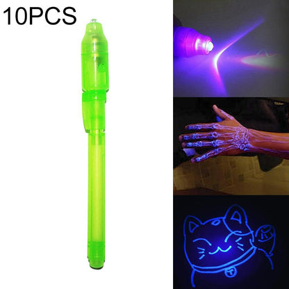 ELECTROPRIME 10 PCS Creative Magic UV Light Invisible Ink Pen Marker Pen(Green)