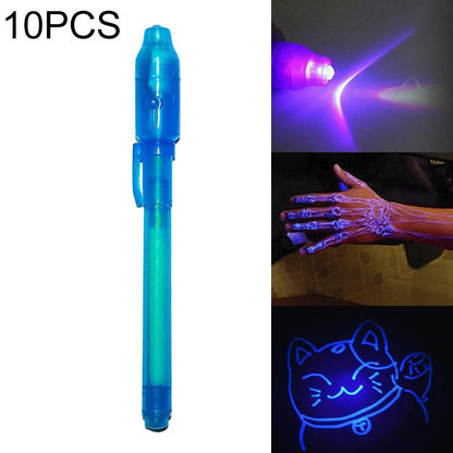 ELECTROPRIME 10 PCS Creative Magic UV Light Invisible Ink Pen Marker Pen(Blue)