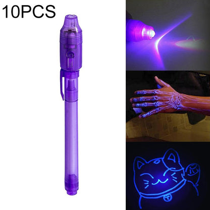 ELECTROPRIME 10 PCS Creative Magic UV Light Invisible Ink Pen Marker Pen(Purple)