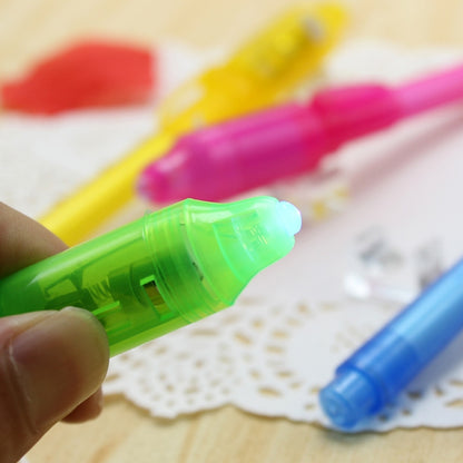 ELECTROPRIME 10 PCS Creative Magic UV Light Invisible Ink Pen Marker Pen(Pink)