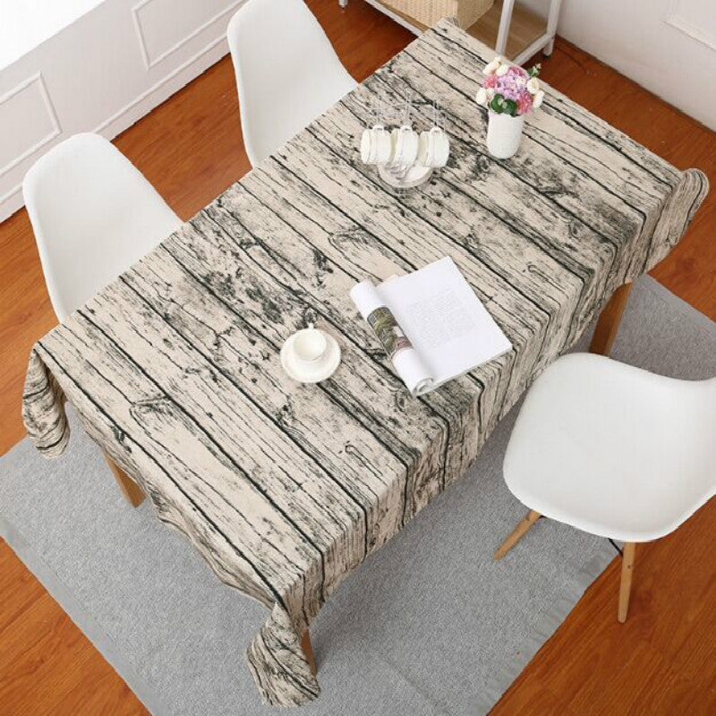ELECTROPRIME Imitation Bark Cotton Linen Tablecloth, Size:90x90cm(Wood Grain)