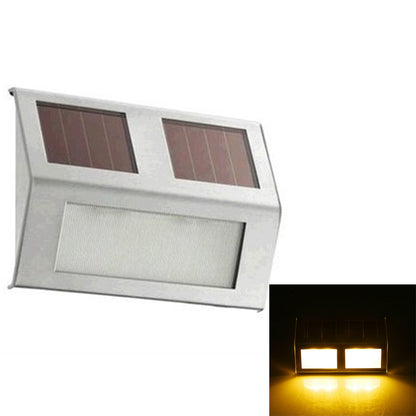 ELECTROPRIME 2 LEDs Solar Powered Light Sensor Control IP44 Waterproof LED Wall Lamp Outdoor Patio Yard Pathway Garden Stairs Step Night Security Lighting(Warm Light)